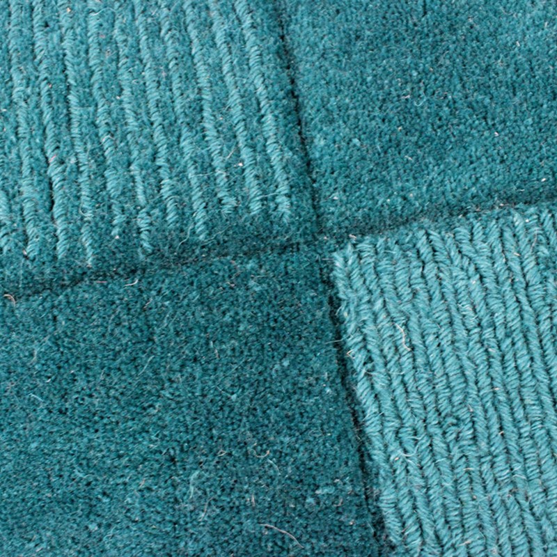 Wool Squares Rugs in Teal buy online from the rug seller uk